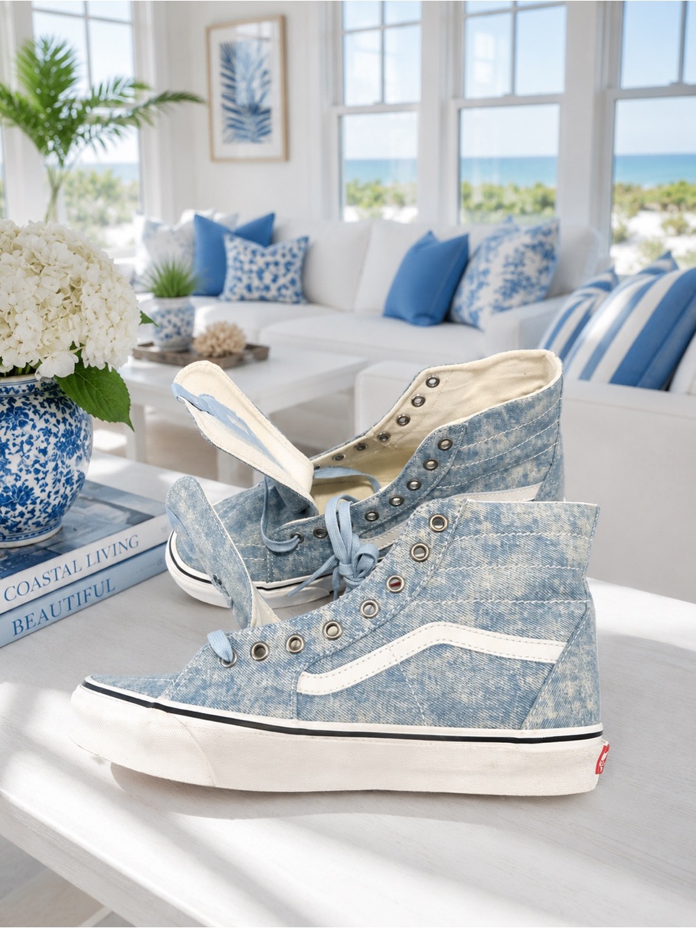 Vans SK8-Hi Tapered “Denim Destroy”  Canvas Sneaker Size 10 NWOT